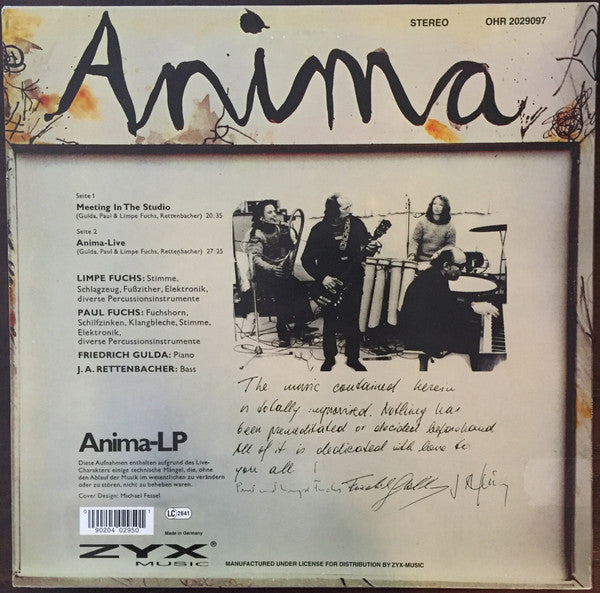 Image of Back Cover of 2114411C: LP - ANIMA, Anima (ZYX Music; OHR 2029097, Germany 1991)   VG/VG