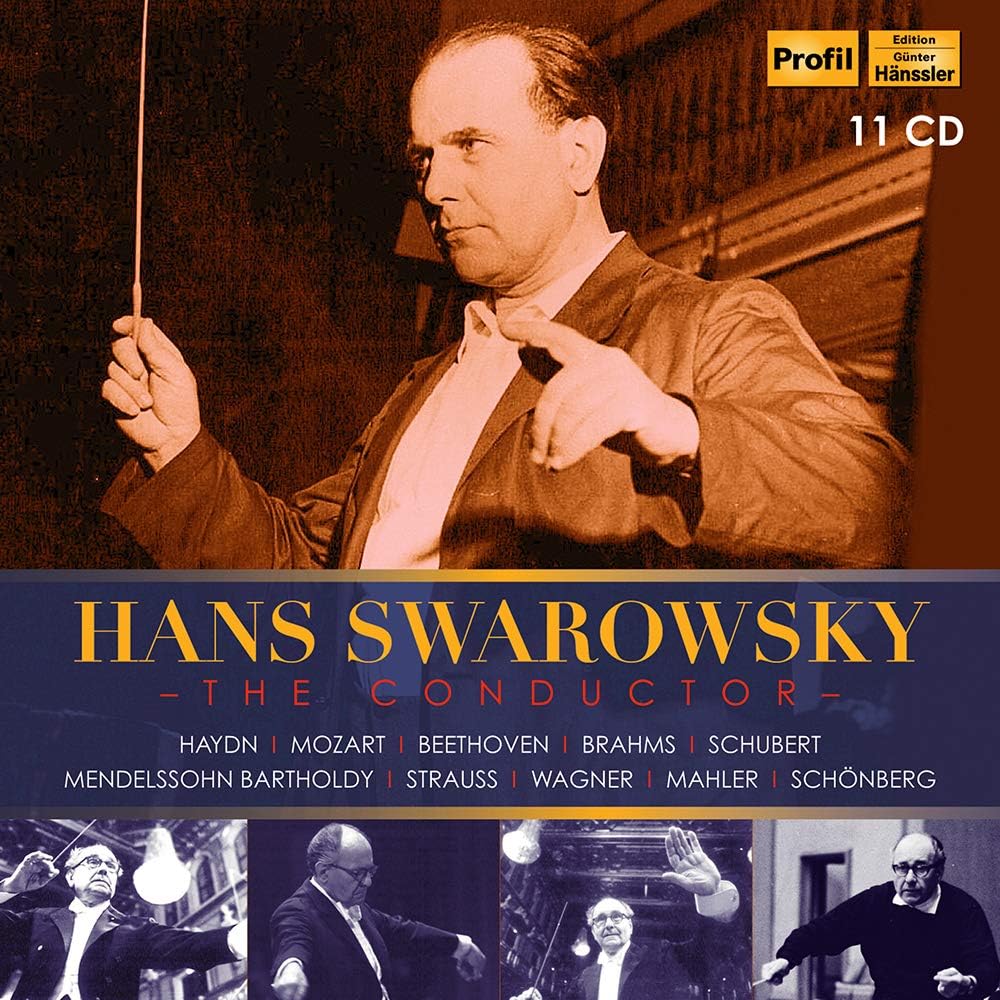 Image of Front Cover of 2134107E: 11xCD - HAYDN, MOZART, BRAHMS, SCHUBERT, MENDELSSOHN, HANS SWAROWSKY, Hans Swarowsky - The Conductor (Haenssler Classic; PH18061, UK 2019, Box Set, Booklet)   VG+/VG+