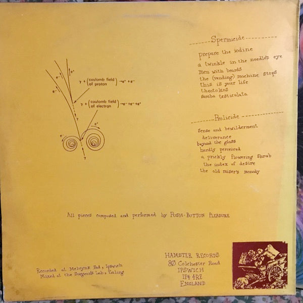 Image of Back Cover of 2114483C: LP - PUSH-BUTTON PLEASURE, "The Vast Difference" (Hamster Records And Tapes ; HAM 14, UK 1985) Vinyl closer to VG, sleeve has water damage on reverse  G+/G+