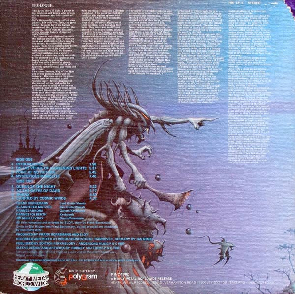 Image of Back Cover of 2114484C: LP - ELOY, Planets (Heavy Metal Worldwide; HMI LP 1, UK 1982, Textured Sleeve, Inner) Clean vinyl, sleeve has minimal wear.  Includes inner  VG/VG+