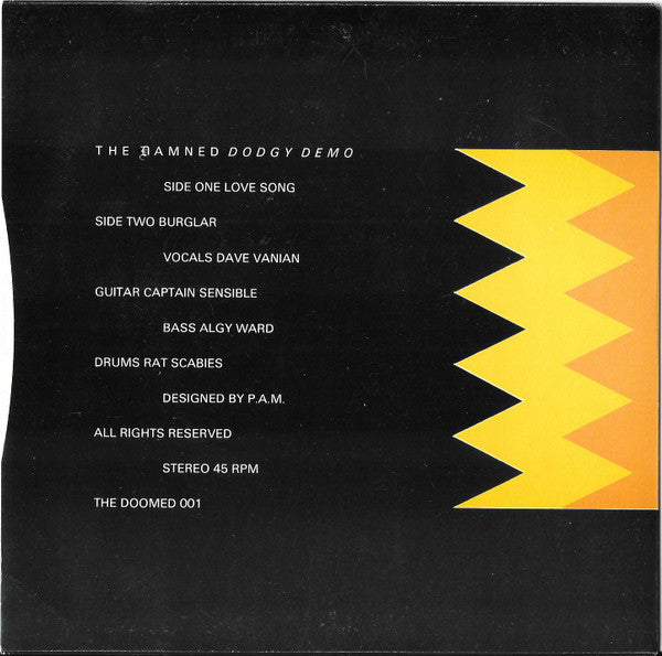 Image of Back Cover of 2124463E: 7" - THE DAMNED, Dodgy Demo (The White Cats; SGS 107, UK 1988, Picture Sleeve) Edge Wear, Scuffs And Scrapes To Sleeve  VG/EX