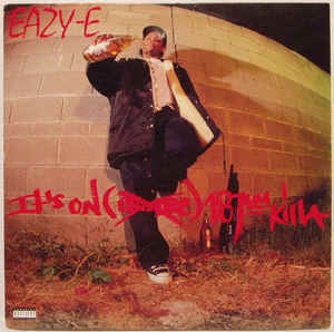 Image of Front Cover of 12" EP - G+/G+ - EAZY-E, It's On (Dr. Dre) 187um Killa (Ruthless Records; 88561-5503-1, US 1993, Picture Sleeve), Record has marks and scuffs that are mostly surface, though there are a few smaller, deeper ones too (that click lightly for a few rotations). Plays well considering. Sleeve has wear and creasing and light damage at corners. General wear and creasing too; wear along edges,  - 3416497C