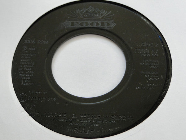 Image of Back Cover of 4715386C: 7" - BLUR, Girls And Boys / Magpie / People In Europe (Food Large Centre; FOOD 47, UK 1994, Jukebox Edition) Light Marks only.  /G+