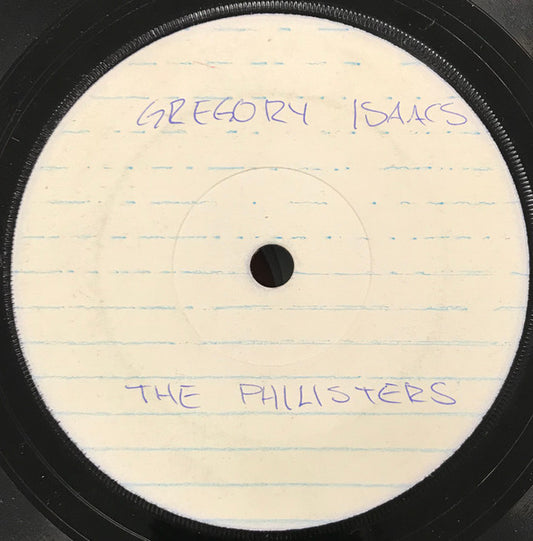 Image of Front Cover of 4954061S: 7" - GREGORY ISAACS, The Phillistines (GG's Records; GG 2997, UK 1976, White Label, Solid Centre)   /VG