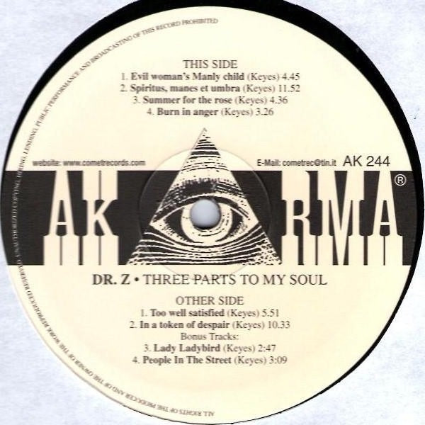 Image of Back Cover of 2214037C: LP - DR. Z, Three Parts To My Soul (Akarma; AK 244, Italy 2003 Reissue, Fold Out Sleeve)   EX/VG+