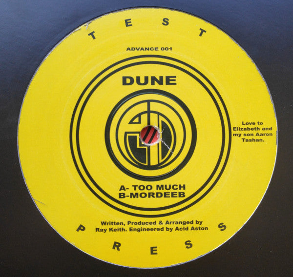 Image of Front Cover of 2244065S: 12" - DUNE, Too Much (Advance Records; ADVANCE 001, UK 2020, Orange MarbledVinyl)   /VG+