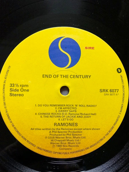 Image of Label Cover of LP - VG+/VG+ - RAMONES, End Of The Century (Sire; SRK 6077, UK 1980, Inner), Sticker Stuck To Rear Sleeve,  - 3226228E