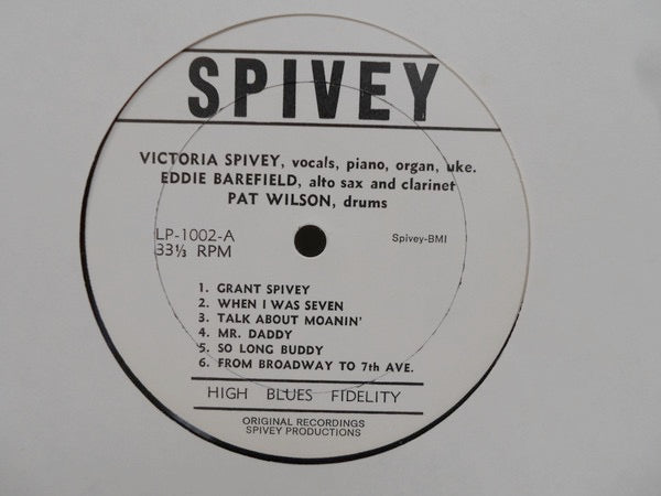 Image of Label Cover of 2214059C: LP - VICTORIA SPIVEY, Victoria And Her Blues (Spivey Records; LP-1002, US 1962) Fogging to disc.  VG+/VG