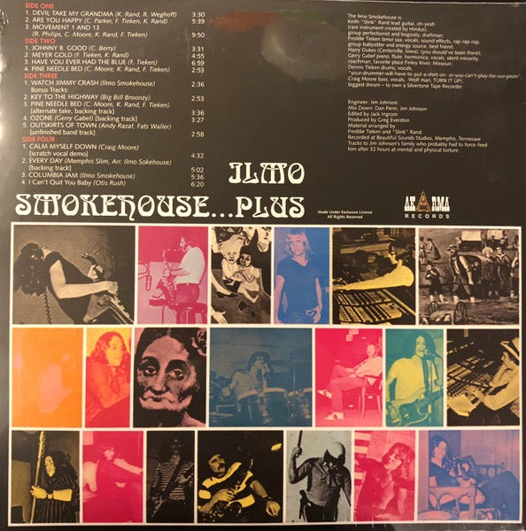 Image of Back Cover of 2214076C: 2xLP - ILMO SMOKEHOUSE, Ilmo Smokehouse...Plus (Akarma; AK 370/2, Italy 2017 Reissue, Gatefold, Maroon & Green Vinyl)   VG+/VG+