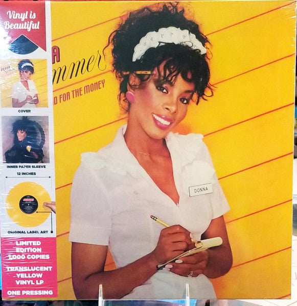 Image of Front Cover of 2244086S: LP - DONNA SUMMER, She Works Hard For The Money (Lmlr; 783 091, France 2020, Inner, Yellow Vinyl, OBI Strip)   VG+/VG+