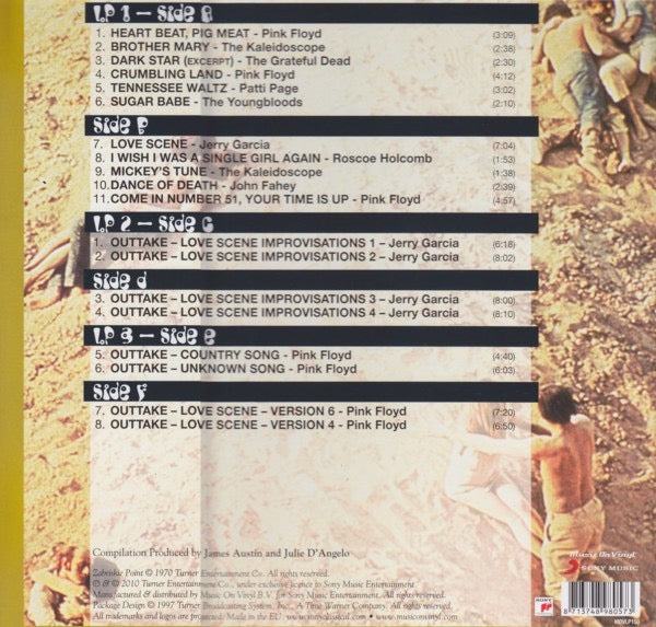 Image of Back Cover of 2214078C: 3xLP - VARIOUS, Zabriskie Point (Original Motion Picture Soundtrack) (Music On Vinyl; MOVLP150, Europe 2010 Reissue, Gatefold in plastic sleeve.) 87236 run-outs. Music On Vinyl Sticker on gatefold sleeve.  EX/VG+