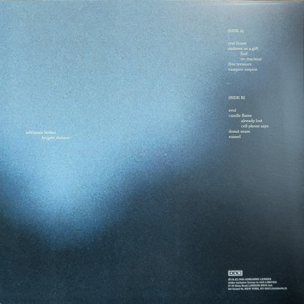 Image of Back Cover of LP - NEW/NEW - ADRIANNE LENKER, Bright Future (4AD; 4AD0649LPE, UK 2024, Inner & Insert), ,  - 4216537C