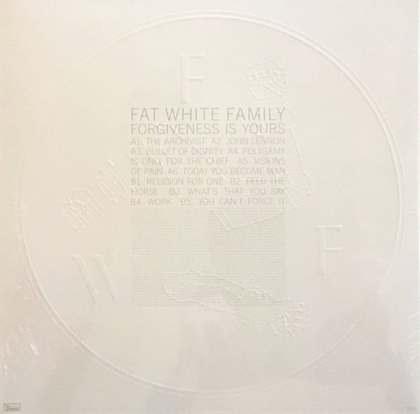 Image of Back Cover of 2234071E: LP - FAT WHITE FAMILY, Forgiveness Is Yours (Domino; WIGLP467X, UK 2024, Poster, Clear Vinyl, Download Code)   NEW/NEW