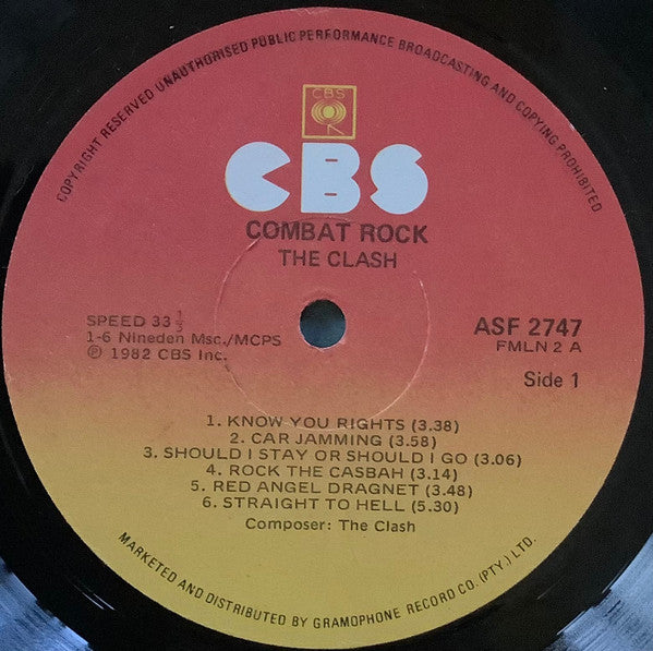 Image of Label Cover of 2224323E: LP - THE CLASH, Combat Rock (CBS ; ASF 2747, South Africa 1982, Company Inner) Very Strong VG, Slight Ring Wear  VG+/VG