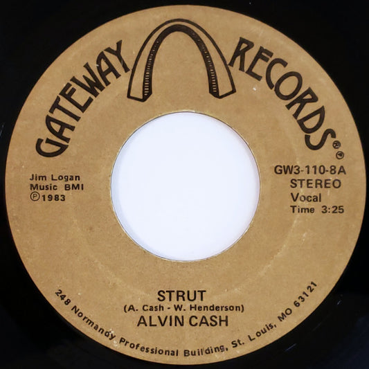 Image of Front Cover of 2224420E: 7" - ALVIN CASH, Strut (Gateway Records; GW3-110-8, US 1983, Plain sleeve) Light marks on vinyl.  /VG