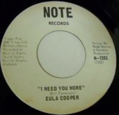 Image of Back Cover of 2214426C: 7" - EULA COOPER, Mr. Henry / I Need You More (Note Records; 7201, US 1972)   /VG