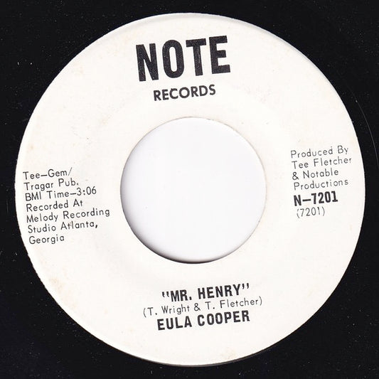 Image of Front Cover of 2214426C: 7" - EULA COOPER, Mr. Henry / I Need You More (Note Records; 7201, US 1972)   /VG