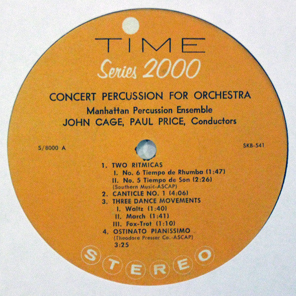 Image of Label Cover of 2224436E: LP - VARIOUS, Concert Percussion For Orchestra (Time Records; S/8000, US 1961, Gatefold)   VG+/VG