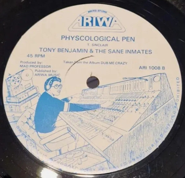 Image of Label Cover of 2214473C: 12" - TONY BENJAMIN, Treasures In The World / Physicological Pen (Ariwa; ARI 1008, UK 1980s, Company Sleeve) Covered in marks and scuffs, groove wear. Plays above grade, crackle throughout, no skips or jumps. WOL. In company sleeve, quite worn.  VG/G