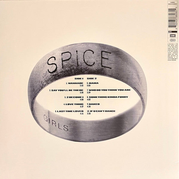 Image of Back Cover of 2224475E: LP - SPICE GIRLS, Spice (EMI; 3588065, Europe 2021 Reissue, Die Cut Sleeve, Insert, Picture Disc, Zeotrope) Sealed  EX/EX