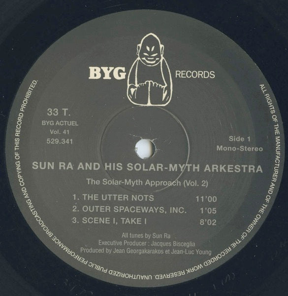 Image of Label Cover of 2214515C: LP - SUN RA & HIS SOLAR-MYTH ARKESTRA, The Solar Myth Approach, Vol. 2 (BYG Records; 529.341, US 2010s Reissue, Gatefold, 180g) Record very lightly fogged  VG+/VG