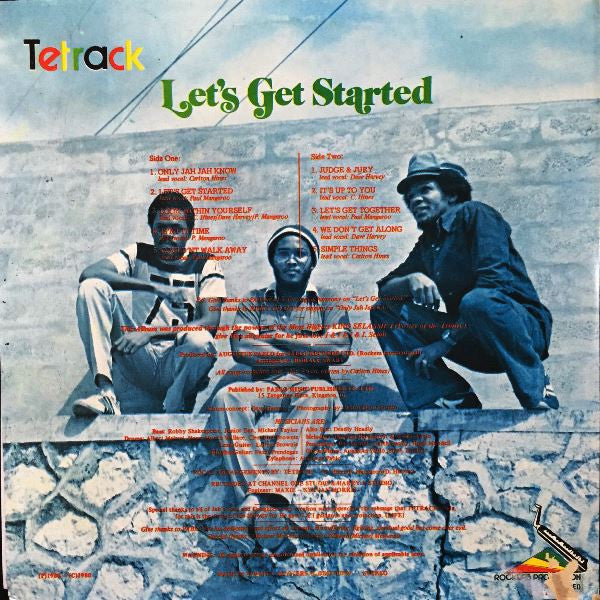 Image of Back Cover of 2214478C: LP - TETRACK, Let's Get Started (Message; , Jamaica 1980 Reissue) Lovely copy, light lines only. Sleeve in great nick too.  VG+/VG+