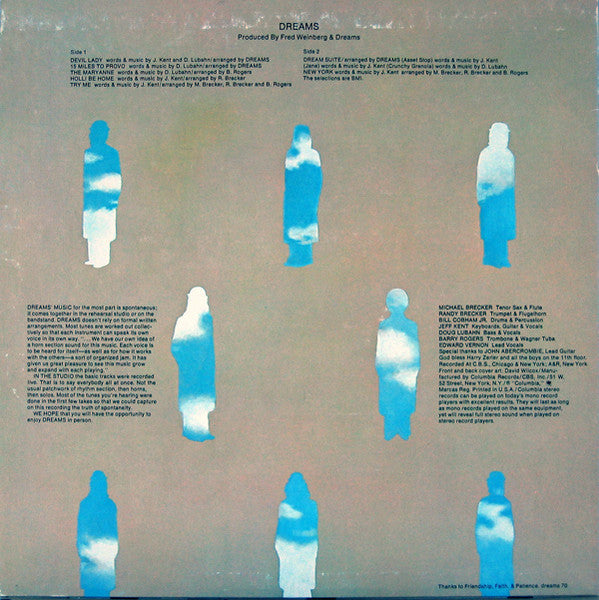 Image of Back Cover of 2224428E: LP - DREAMS, Dreams (Columbia; C 30225, US 1970, Picture Sleeve, Company Inner)   VG/VG+