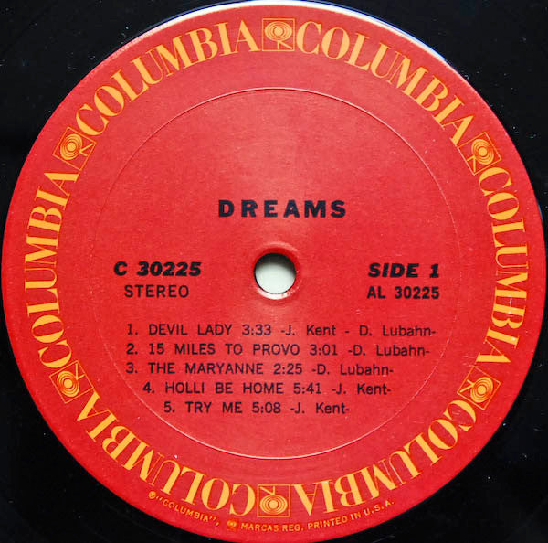 Image of Label Cover of 2224428E: LP - DREAMS, Dreams (Columbia; C 30225, US 1970, Picture Sleeve, Company Inner)   VG/VG+