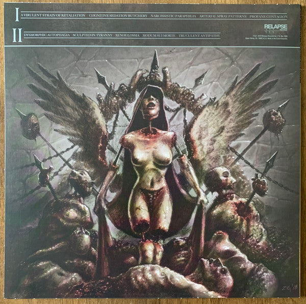 Image of Back Cover of 2234253E: LP - DEVOURMENT, Obscene Majesty (Relapse Records; RR7425, US 2023 Reissue, Insert, Tri-Color Merge Vinyl)   NEW/NEW