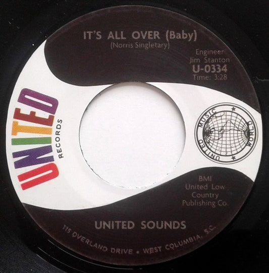 Image of Front Cover of 2254244S: 7" - UNITED SOUNDS, It's All Over (Baby) / And When It's Over (United Records ; U-0334, UK 2000s Reissue)   /VG+