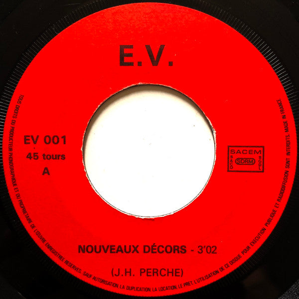 Image of Label Cover of 2224531E: 7" - EV, Nouveaux D cors / Banquise Noire (Ozagen Records ; EV 001, France 1983, Picture Sleeve) Sticker Residue on Sleeve, Ring Wear  VG/G+