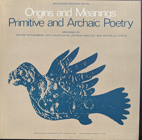 Image of Front Cover of 2224550E: LP - NO ARTIST, Origins and Meanings: Primitive And Archaic Poetry (Broadside Records; BR 651, US 1968, Folkways style sleeve)   VG+/VG