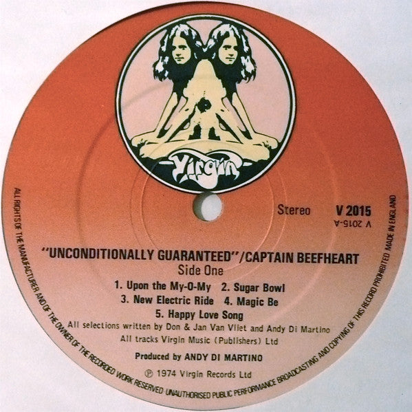 Image of Label Cover of 2344027S: LP - CAPTAIN BEEFHEART AND THE MAGIC BAND, Unconditionally Guaranteed (Virgin; V 2015, UK )   VG/VG+