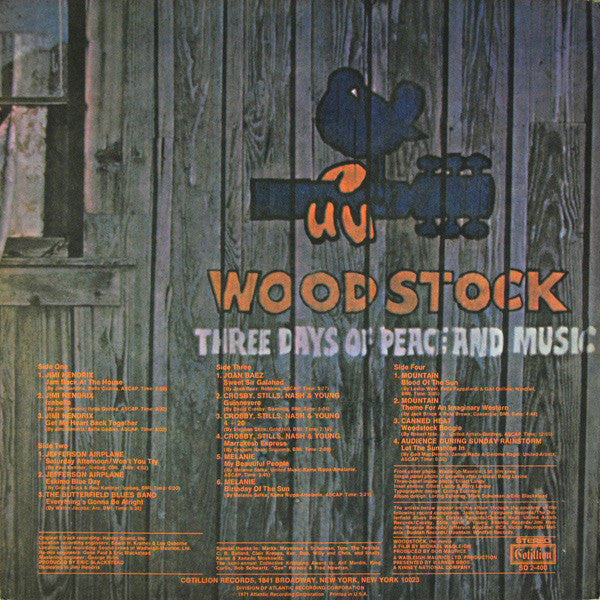 Image of Back Cover of 2344018S: 2xLP - VARIOUS, Woodstock Two (Cotillion; SD 2-400, US 1971 Reissue, Triple Gatefold) Cut-out in spine, edge wear on spine  G+/VG+