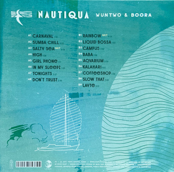 Image of Back Cover of 2324056E: LP - WUN TWO & BOORA, Nautiqua (Vinyl Digital; VinDig348, Germany 2021, Picture Sleeve, Limited Edition) Opened Instore, Still In Shrinkwrap  EX/EX