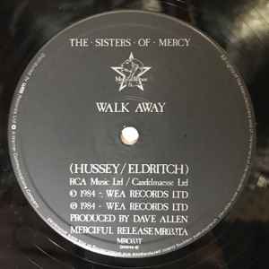 Image of Label Cover of 2244091S: 12" - THE SISTERS OF MERCY, Walk Away (Merciful Release; MR033T, UK 1984, Die Cut WEA Company Sleeve, Generic WEA beige/blue 12" sleeve)   VG/VG