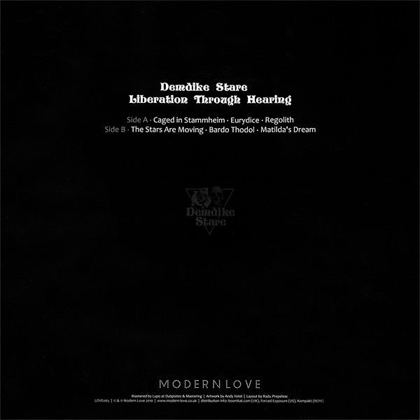 Image of Back Cover of 2314003C: LP - DEMDIKE STARE, Liberation Through Hearing (Modern Love; LOVE065, UK 2010) very nice copy  VG+/VG+