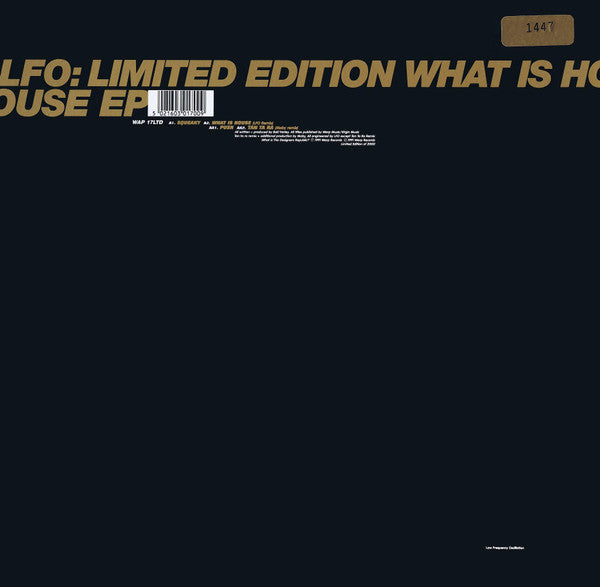 Image of Front Cover of 12" - VG/VG - LFO, What Is House EP (Warp; WAP17LTD, UK 1991, Picture Sleeve, Inner, Clear Vinyl, Numbered), 0680. Light cosmetic wear to sleeve.,  - 3616019C