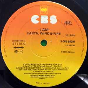Image of Label Cover of LP - VG/VG - EARTH, WIND & FIRE, I Am (CBS; CBS 86084, UK 1979, Gatefold, Inner), ,  - 3626373E