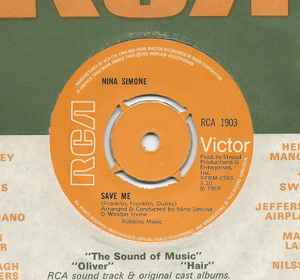 Image of Back Cover of 7" - /G+ - NINA SIMONE, To Be Young, Gifted And Black / Save Me (RCA Victor; RCA 1903, UK 1969, Company Sleeve, 4 prong centre), ,  - 3226201E