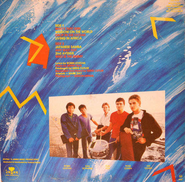 Image of Back Cover of 2324116E: LP - BRIGHT BLUE, Bright Blue (Jive Wire; POLY 5639, South Africa 1984)   VG+/VG+