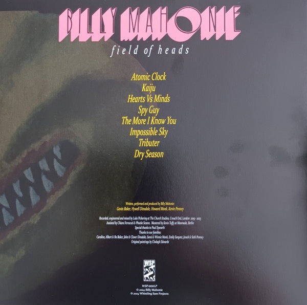Image of Back Cover of 3834160E: LP - BILLY MAHONIE, Field Of Heads (Whistling Sam Projects; WSP-001LPX, UK 2024, Inner, Sky Blue Vinyl)   NEW/NEW