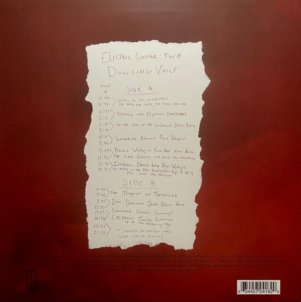 Image of Back Cover of 2324182E: LP - EMMA RUTH RUNDLE, Electric Guitar: Two (Dowsing Voice) (Sargent House; SH247, USA & Europe 2022, Inner, Transparent Red vinyl)   VG+/VG+