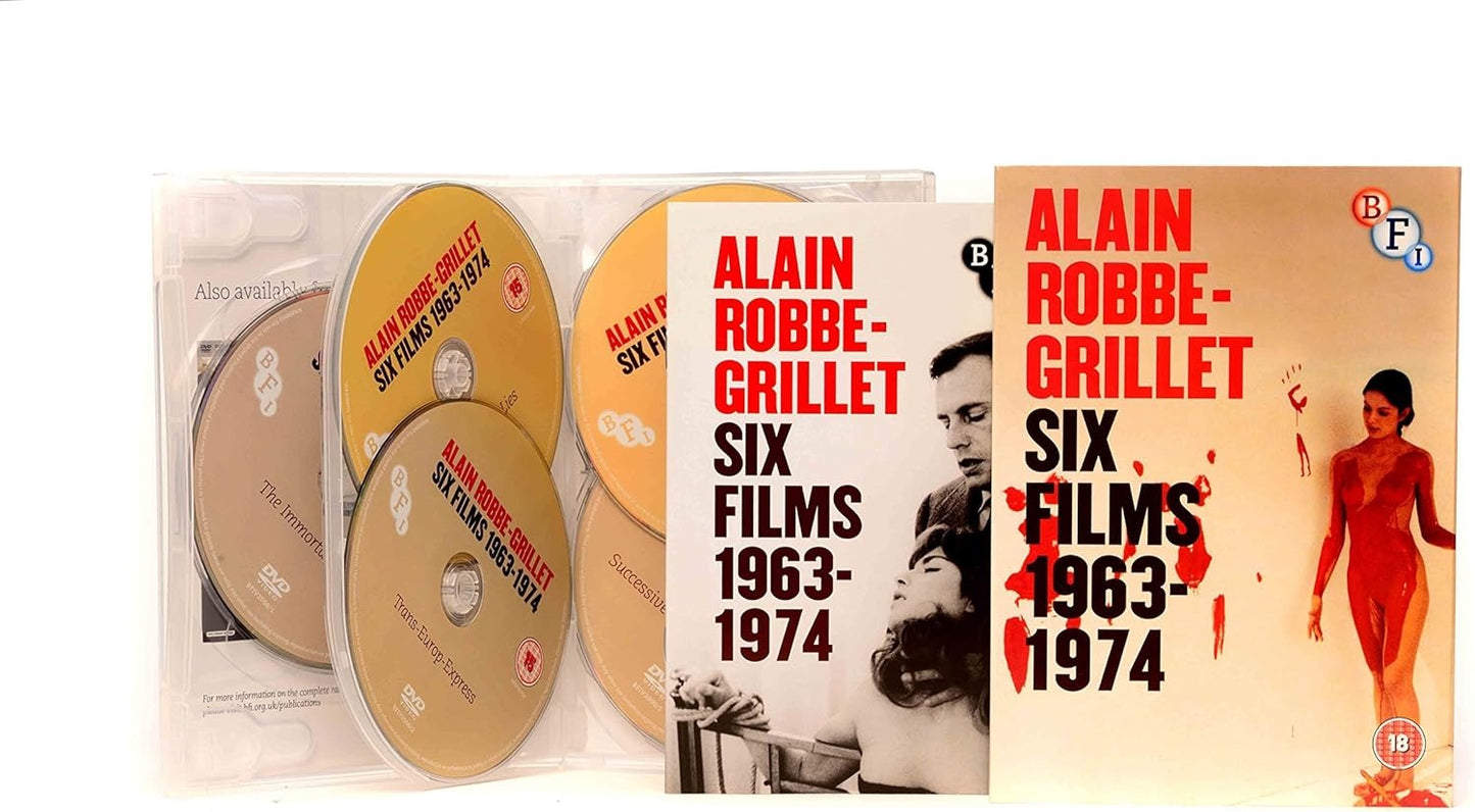 Image of Back Cover of 2314536C: 5xDVD - ALAIN ROBBE-GRILLET, Six Films 1963-1974 (BFI; BFIV2000, UK 2014, Slipcase, Booklet)   VG+/VG+