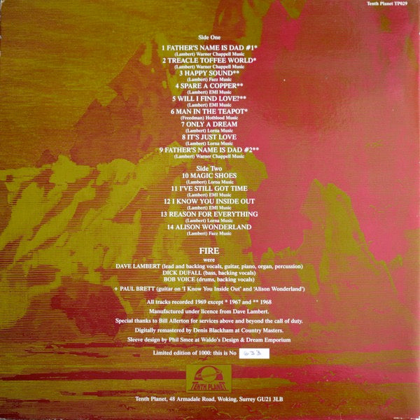 Image of Back Cover of 2314571C: LP - FIRE, Underground And Overhead: The Alternate Fire (Tenth Planet; TP029, UK 1997, Gatefold) Light marks only  VG/VG