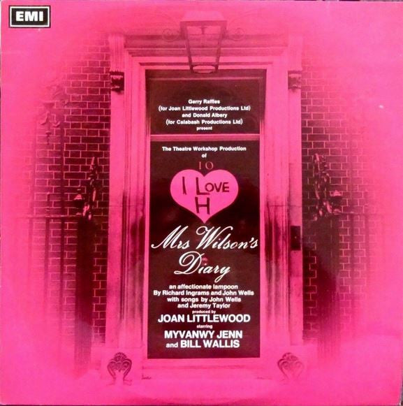 Image of Front Cover of LP - VG/VG+ - MRS WILSON'S DIARY ORIGINAL CAST, Mrs Wilson's Diary, An Affectionate Lampoon (Parlophone; PCS 7043, UK 1968, Laminated Flipback Sleeve, Company Inner, Stereo), "Factory Sample" sticker on label., A comic fantasia based on the (alleged) diary musings of Mrs. Mary Wilson, wife of Prime Minister Harold, a devious, pipe-smoking mastermind of trivial schemes! Created by satirists Richard Ingrams and John Wells. - 2616299C