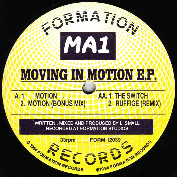 Image of Front Cover of 4644173S: 12" - MA1, Moving In Motion EP (Formation Records; , UK 1994, Plain Sleeve)   VG/VG