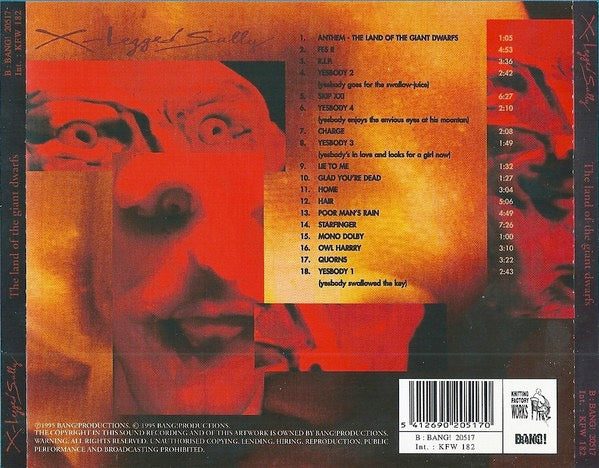 Image of Back Cover of 2314647C: CD - X-LEGGED SALLY, The Land Of The Giant Dwarfs (Knitting Factory Works; KFW 182, Belgium 1995, Jewel Case)   VG+/VG+