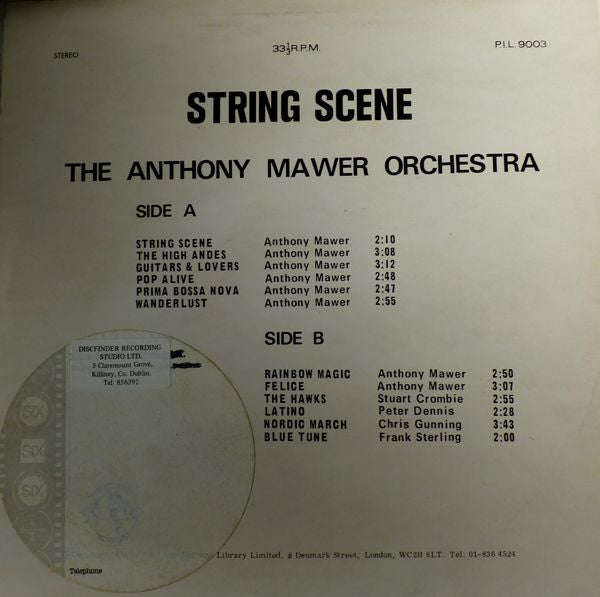 Image of Back Cover of 2324393E: LP - THE ANTHONY MAWER ORCHESTRA, String Scene (Peer International Library Limited; P.I.L. 9003, UK 1970)   VG/VG+