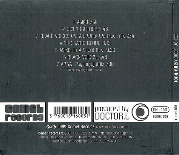 Image of Back Cover of 2314815C: CD - TONY ALLEN, Black Voices (Comet Records; comet 005, France 1999, Digipak)   VG+/VG+